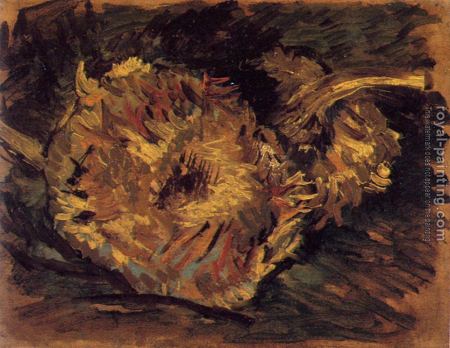 Vincent Van Gogh : Two Cut Sunflowers,One Upside Down